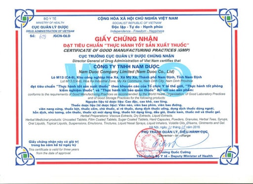Giấy chứng nhận của Bảo Xuân